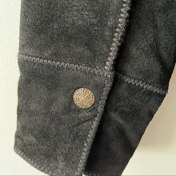 Live A Little 100% Leather Suede Black Jacket Sz Medium - Picture 5 of 8